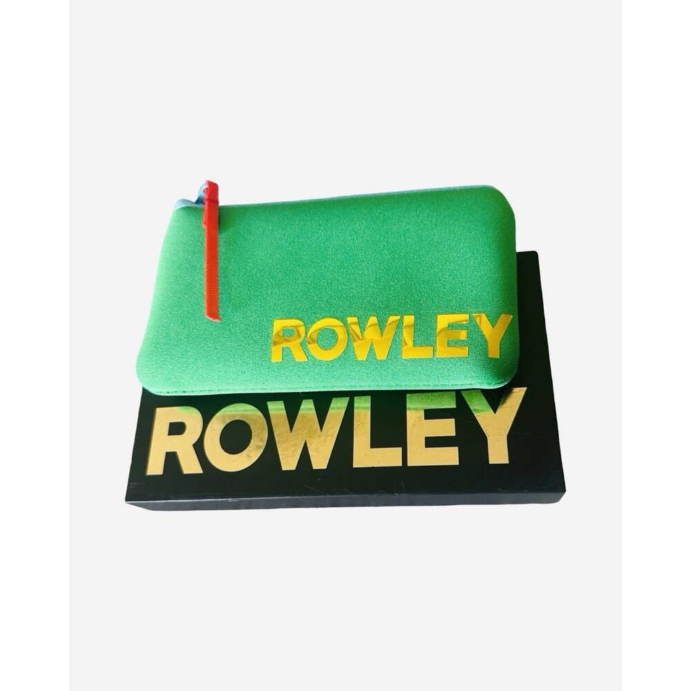 Cynthia Rowley neoprene green zipper clutch pouch with box
